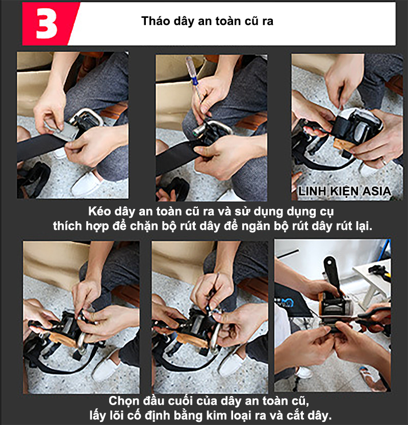 Cuộn dây thay đổi màu sắc sửa chữa dây đai an toàn trên ô tô dài 3,5m