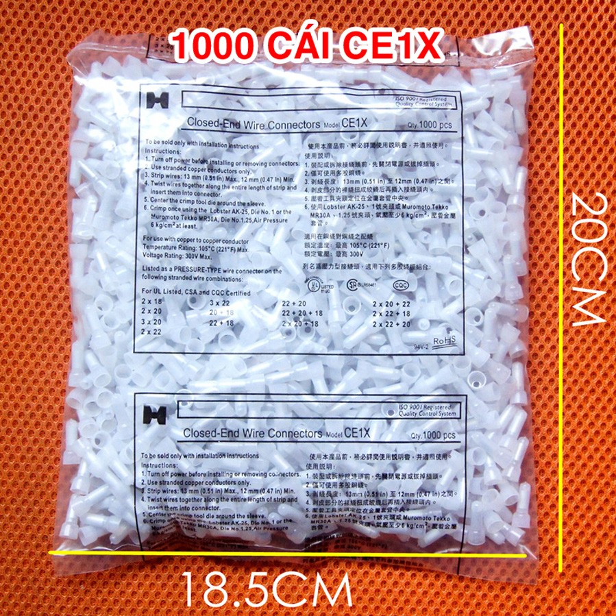 Bịch 1000 đầu COS CE nối dây điện âm tường siêu nhanh