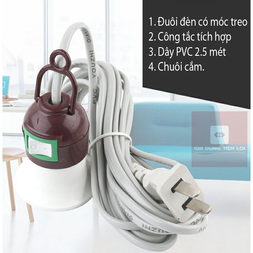 Đuôi Đèn E27 Có Dây dài 4.5 Mét - Công Tắc on off