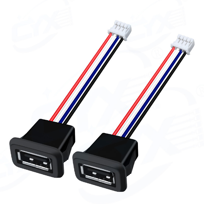 Giắc cái USB2.0 kết nối nguồn có dây và chân PH2.0