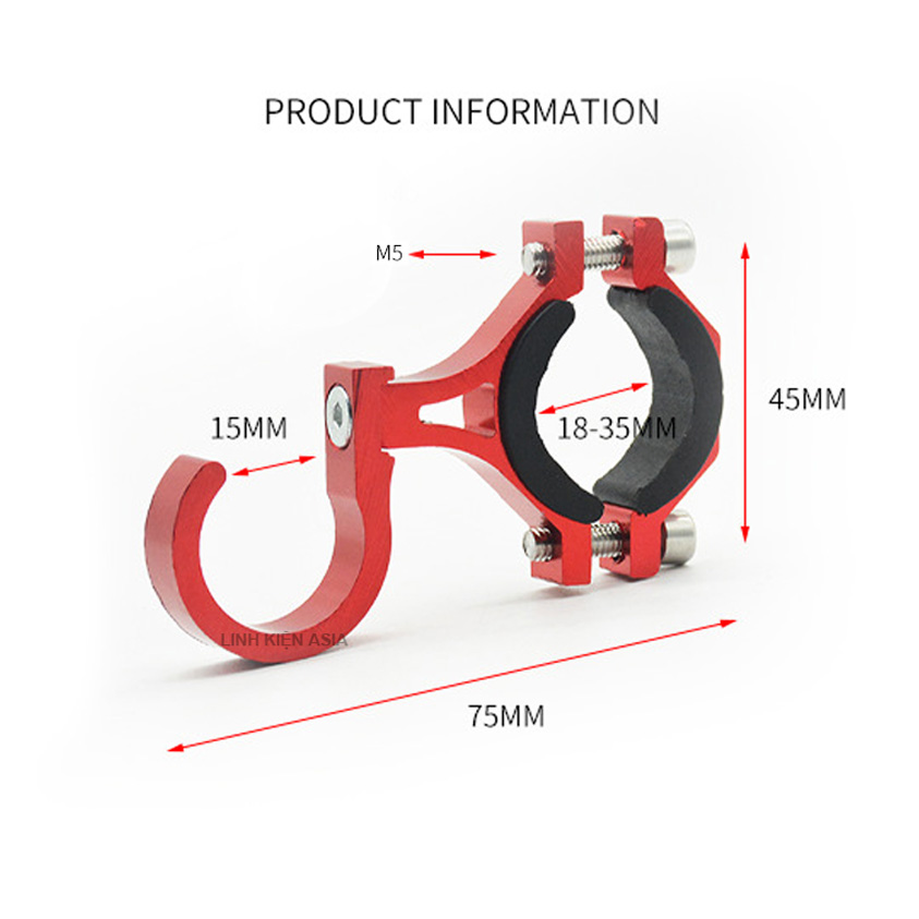 Móc nhôm CNC treo ghi đông xe đạp xe máy có đệm chắc chắn