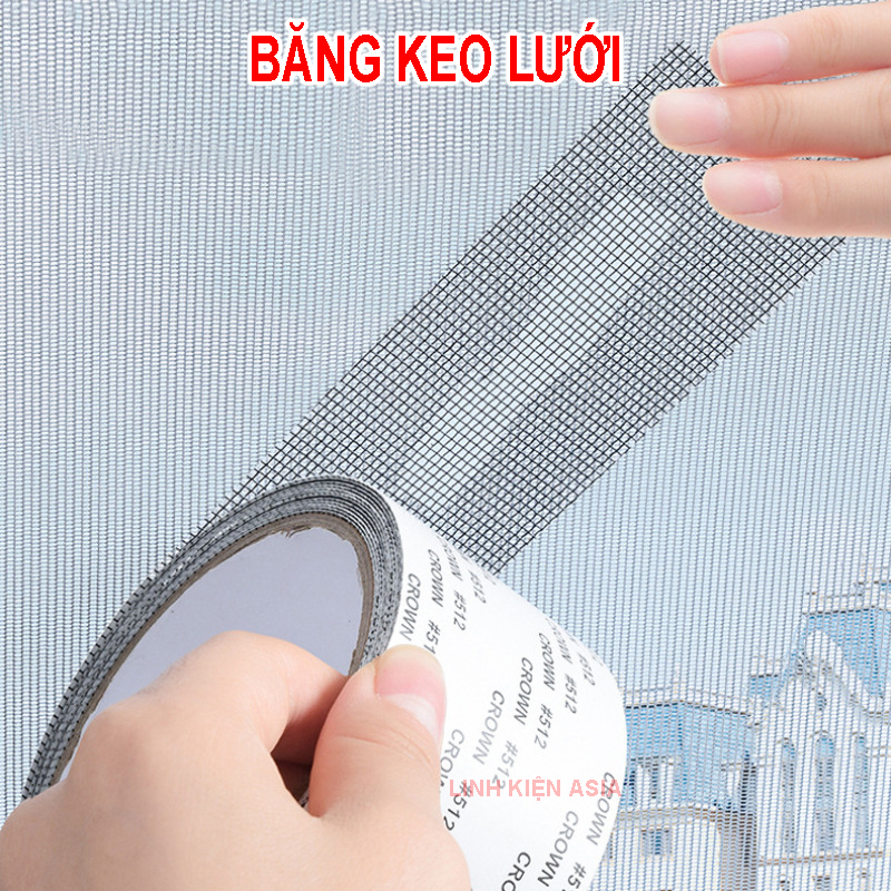 Băng keo lưới vá cửa sổ chống muỗi và côn trùng bản rộng 5cm dài 2 mét