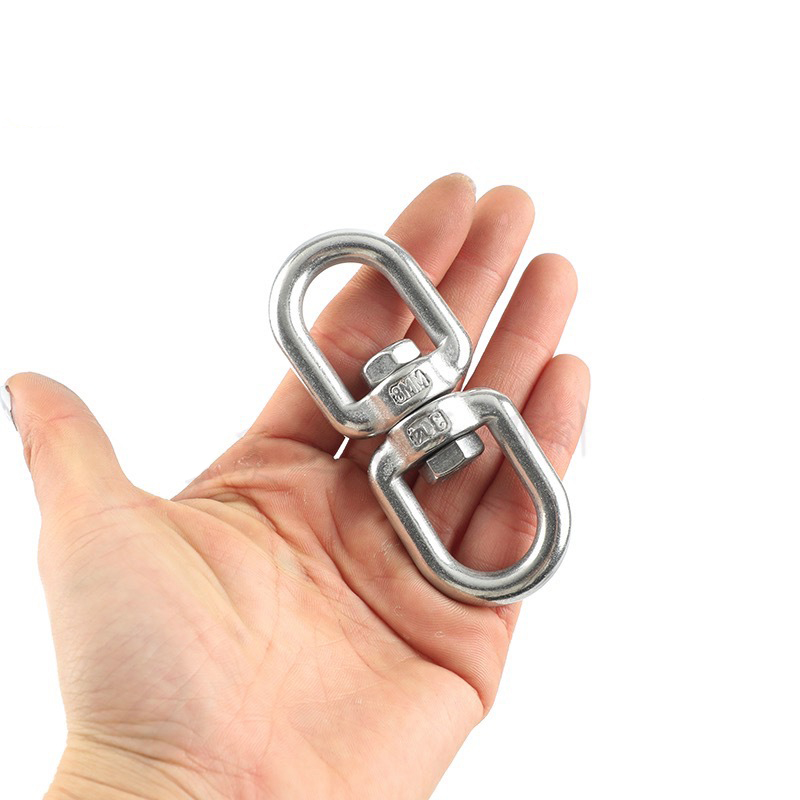 Móc xoay inox đa năng hình số 8, móc treo chống rối xoay 360 độ