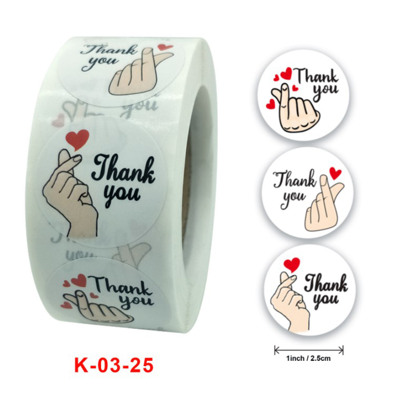 Cuộn 500 tem decal logo thank you kute
