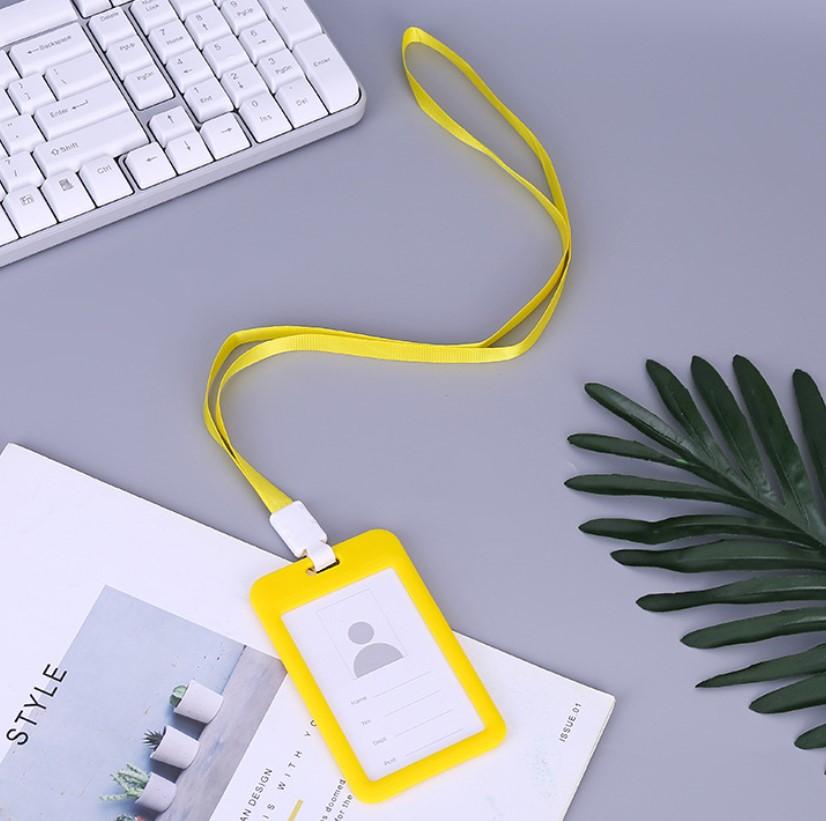 Bao thẻ DỌC + dây đeo bảng tên sinh viên – nhân viên văn phòng (10 màu sắc)