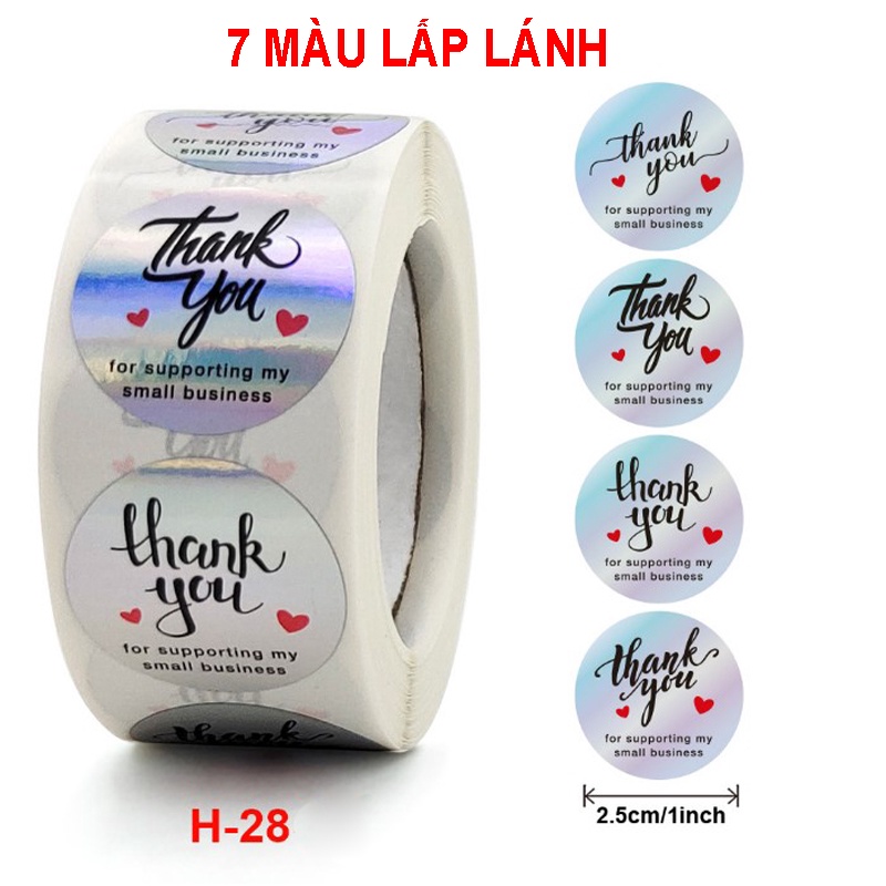 Cuộn 500 tem decal logo thank you kute