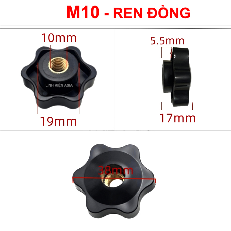 Núm siết ốc hình cánh hoa ren M4M5M6M8M10 lõi đồng