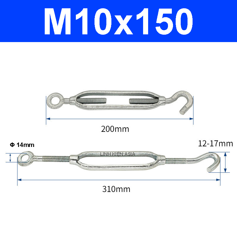 Móc tăng đơ cáp chất liệu thép carbon mạ kẽm chắc chắn, bền với mọi môi trường