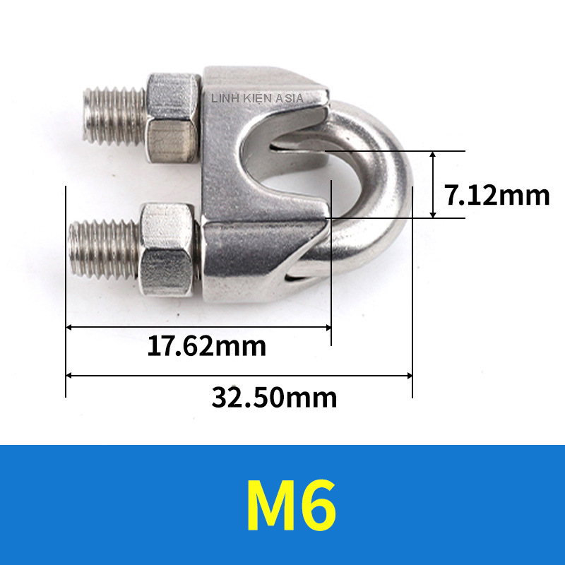 Kẹp cố định dây cáp inox 304 có 2 chân vặn ốc chắc chắn