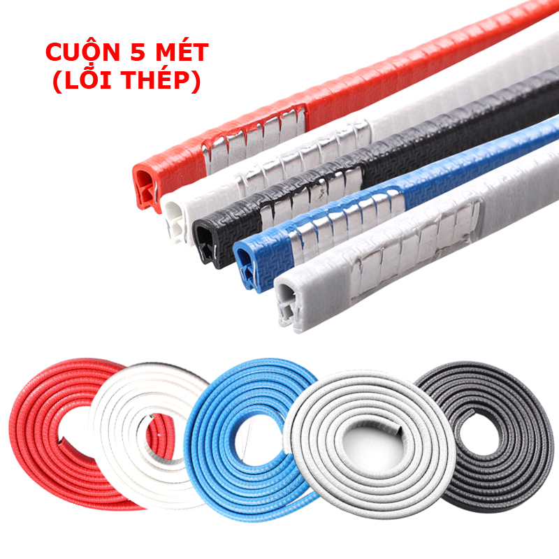 Cuộn 5 mét gioăng cao su lõi thép nẹp viền cửa chống va đập trầy xước cánh cửa Ô Tô