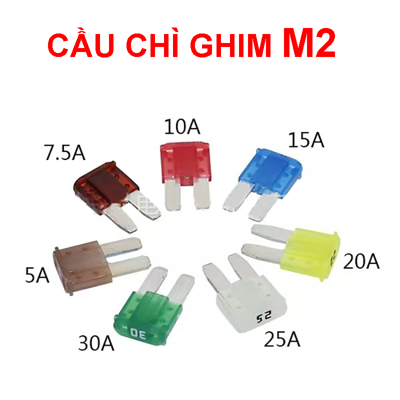 Combo 10 cầu chì ghim M2 chân dài kích thước 9x15,2mm dùng cho ô tô đời mới