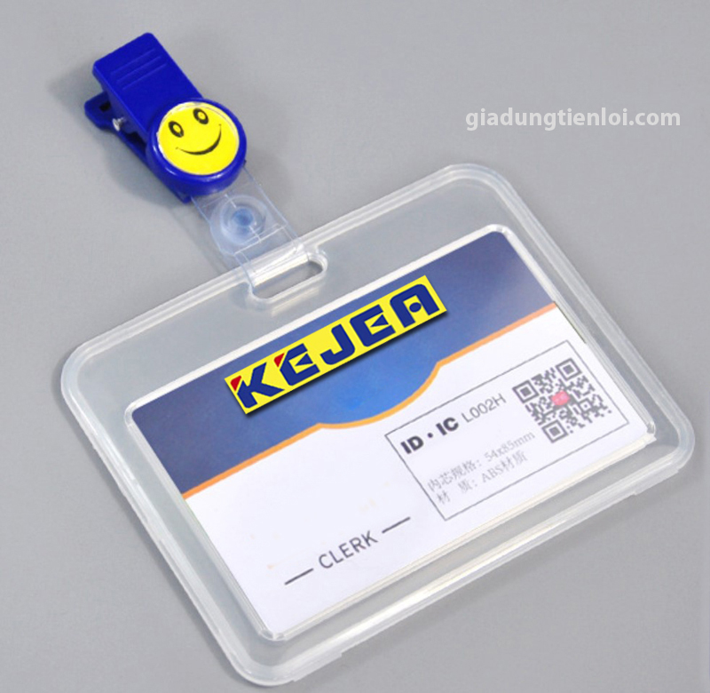 Thẻ nhựa cứng trong suốt ngang dọc+ kẹp thẻ nhân viên - thẻ bảng tên sinh viên
