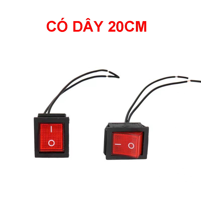Công tắc to đen đỏ 25x32mm - khoét lỗ 22x30mm