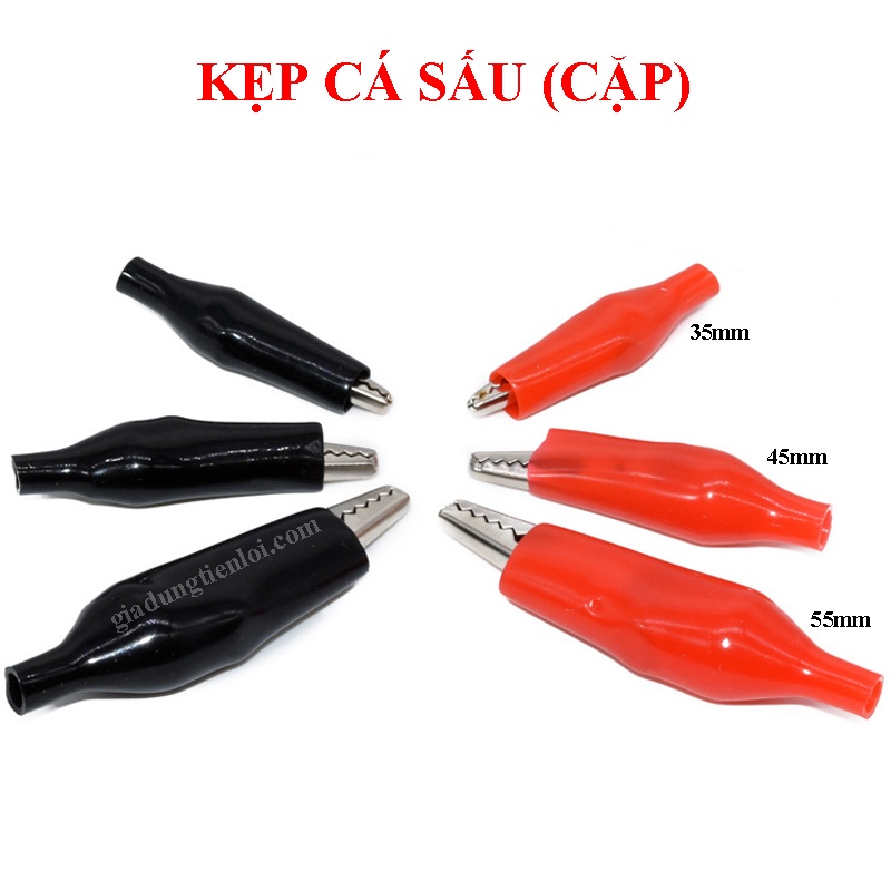 Cặp đầu kẹp cá sấu đỏ + đen