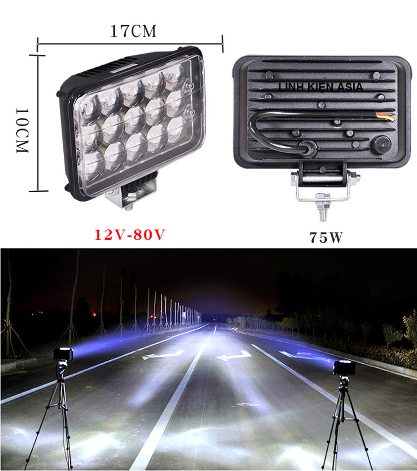 Đèn pha led ánh sáng trắng 12-24V siêu sáng gắn ô tô – xe nâng - đèn trợ sáng xe tải