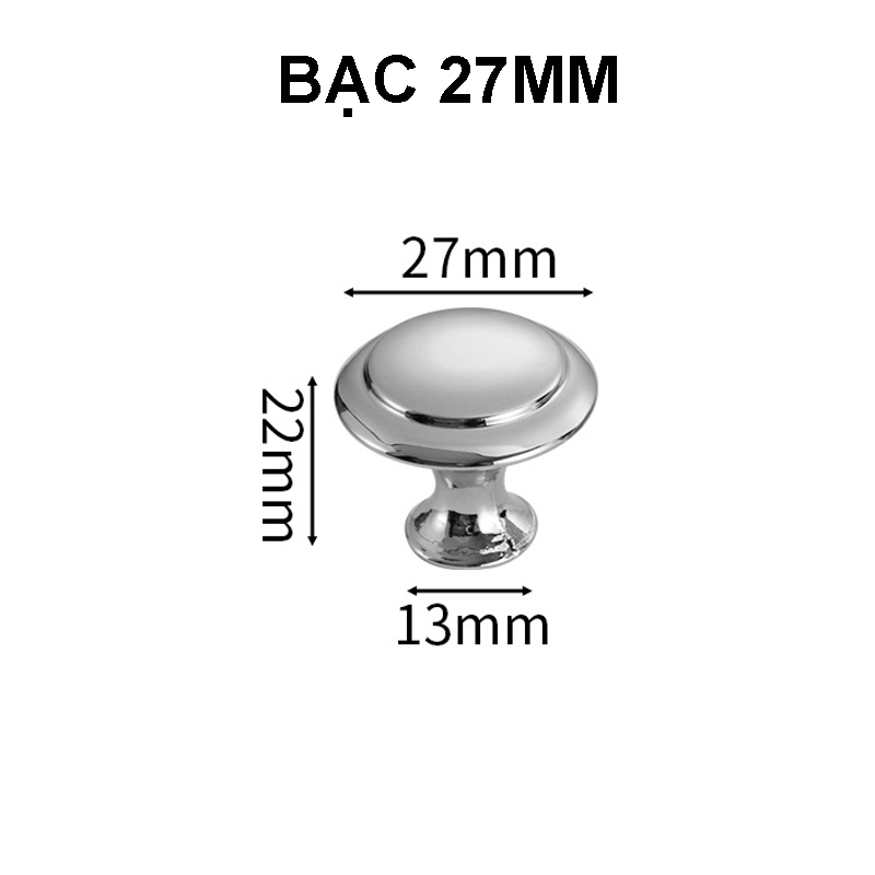Tay nắm tủ tròn phi 27mm thép không gỉ, núm kéo hộc tủ xi mạ sáng bóng