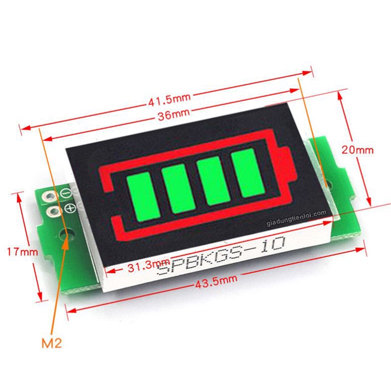 Đồng hồ LED hiển thị mức pin Lithium 1/2/3/4/6/7/8S