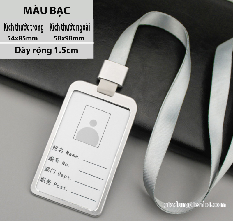 Thẻ bảng tên hợp kim Nhôm và dây đeo rộng 1.5cm cao cấp