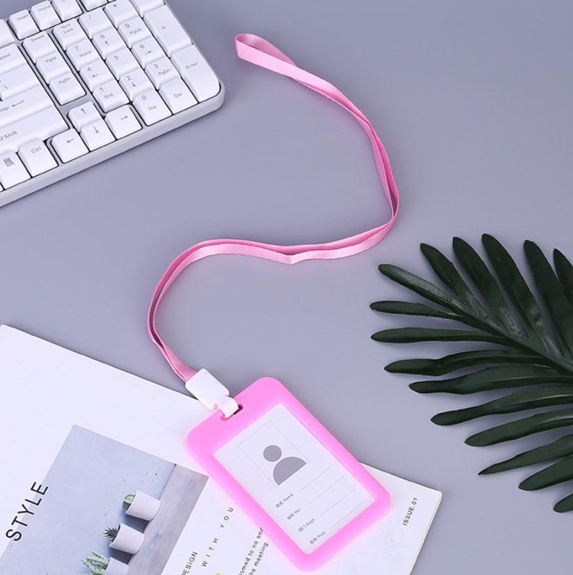 Bao thẻ DỌC + dây đeo bảng tên sinh viên – nhân viên văn phòng (10 màu sắc)