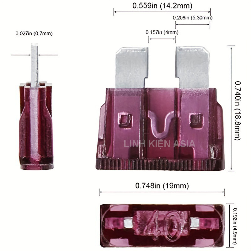 Hộp 50 cầu chì trung (2A, 3A, 5A, 7,5A, 10A, 15A, 20A, 30A, 35A)
