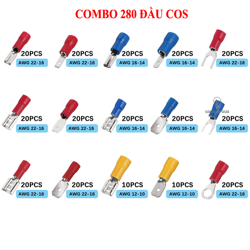 Hộp 280 đầu cos đủ loại chống cháy, an toàn, dẫn điện tốt