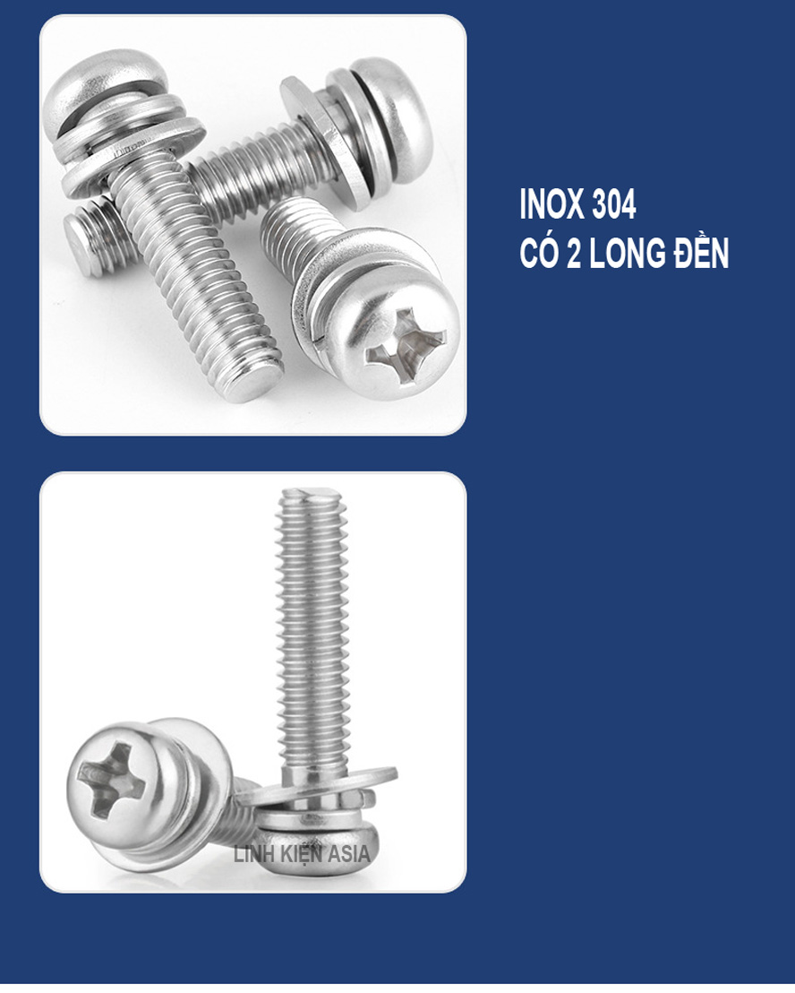 Bulong dài ĐẦU TRÒN chữ thập có sẵn 2 long đền