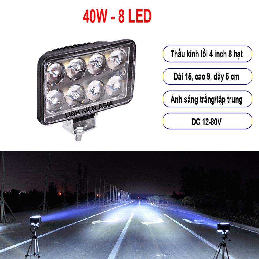 Đèn pha led ánh sáng trắng 12-24V siêu sáng gắn ô tô – xe nâng - đèn trợ sáng xe tải