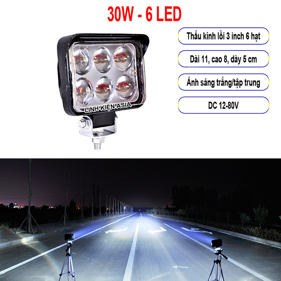 Đèn pha led ánh sáng trắng 12-24V siêu sáng gắn ô tô – xe nâng - đèn trợ sáng xe tải