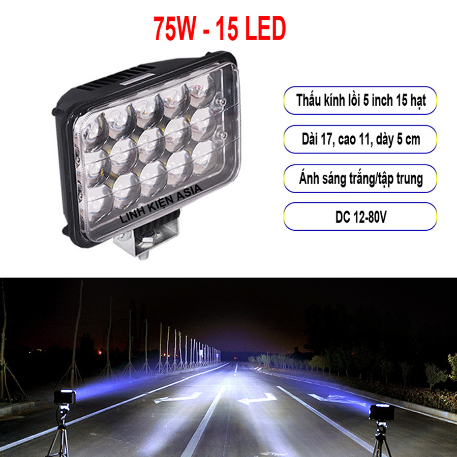 Đèn pha led ánh sáng trắng 12-24V siêu sáng gắn ô tô – xe nâng - đèn trợ sáng xe tải