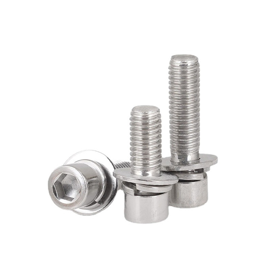 Bulong TRỤ (có long đền) lỗ trong lục giác có sẵn vòng đệm inox 201