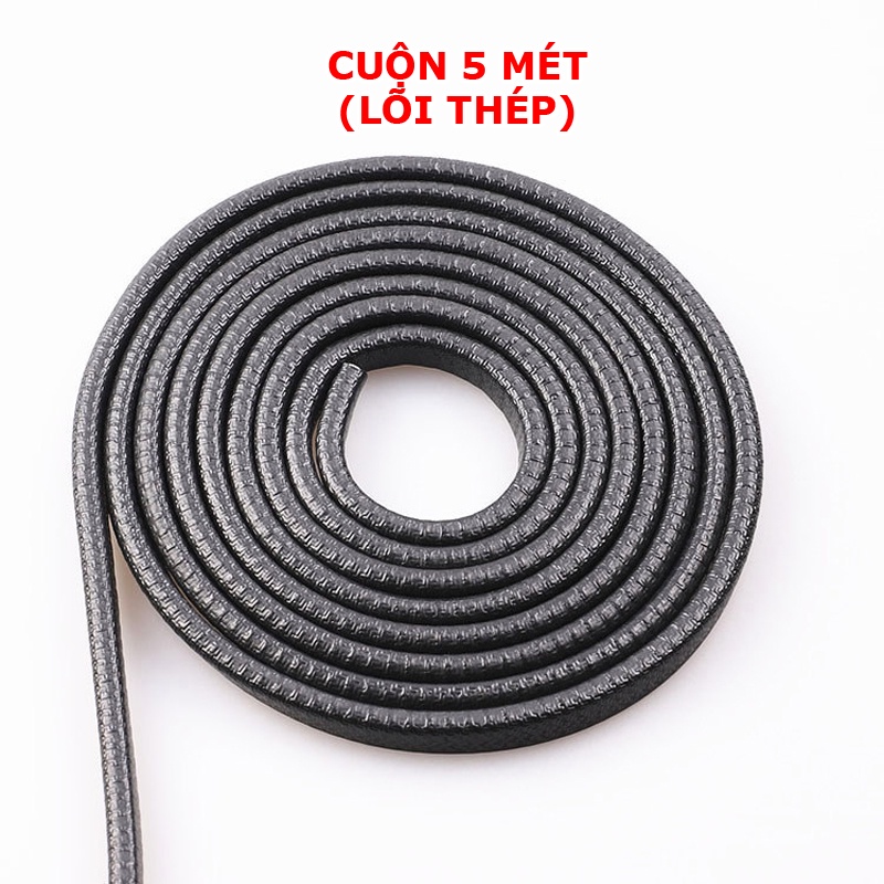 Cuộn 5 mét gioăng cao su lõi thép nẹp viền cửa chống va đập trầy xước cánh cửa Ô Tô
