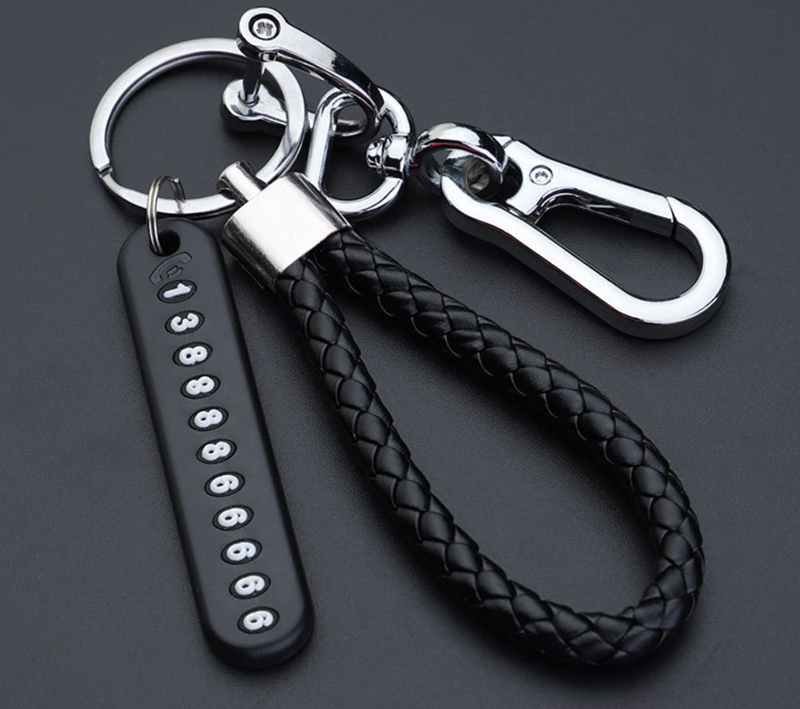 Móc treo khóa ô tô có bộ gắn số điện thoại chống mất