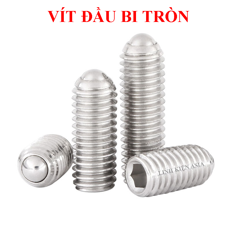 Vít tròn ĐẦU BI inox 304 đuôi lục giác trong ren ngoài bằng thép không gỉ