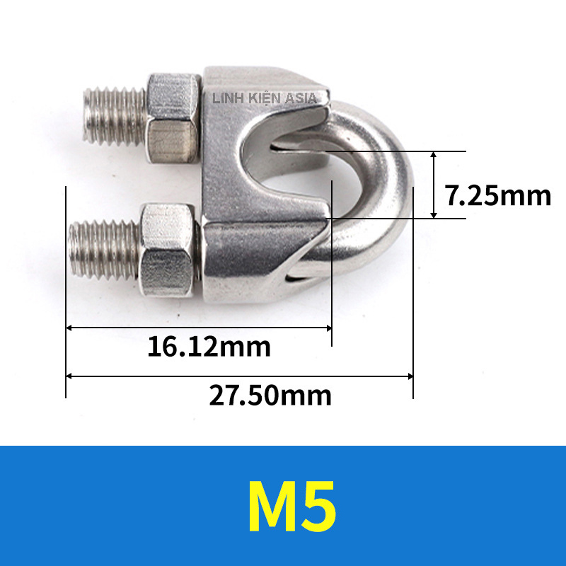 Kẹp cố định dây cáp inox 304 có 2 chân vặn ốc chắc chắn