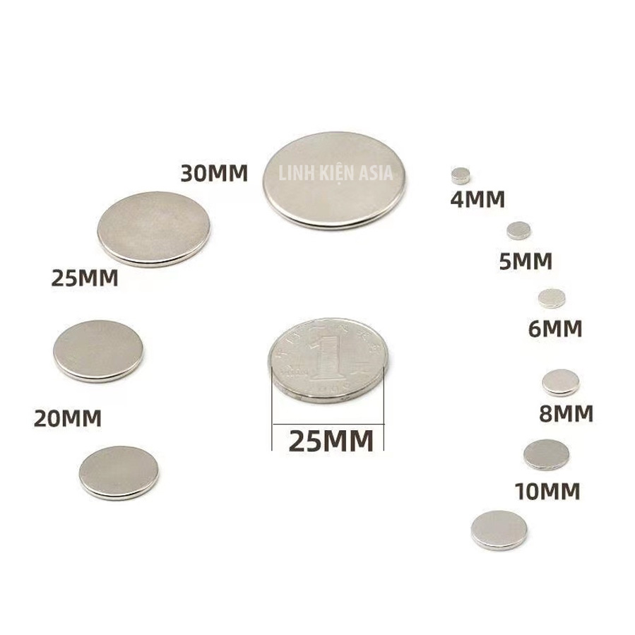 Nam châm hình tròn có từ tính mạnh N33-52 sản xuất từ sắt boron NdFeB