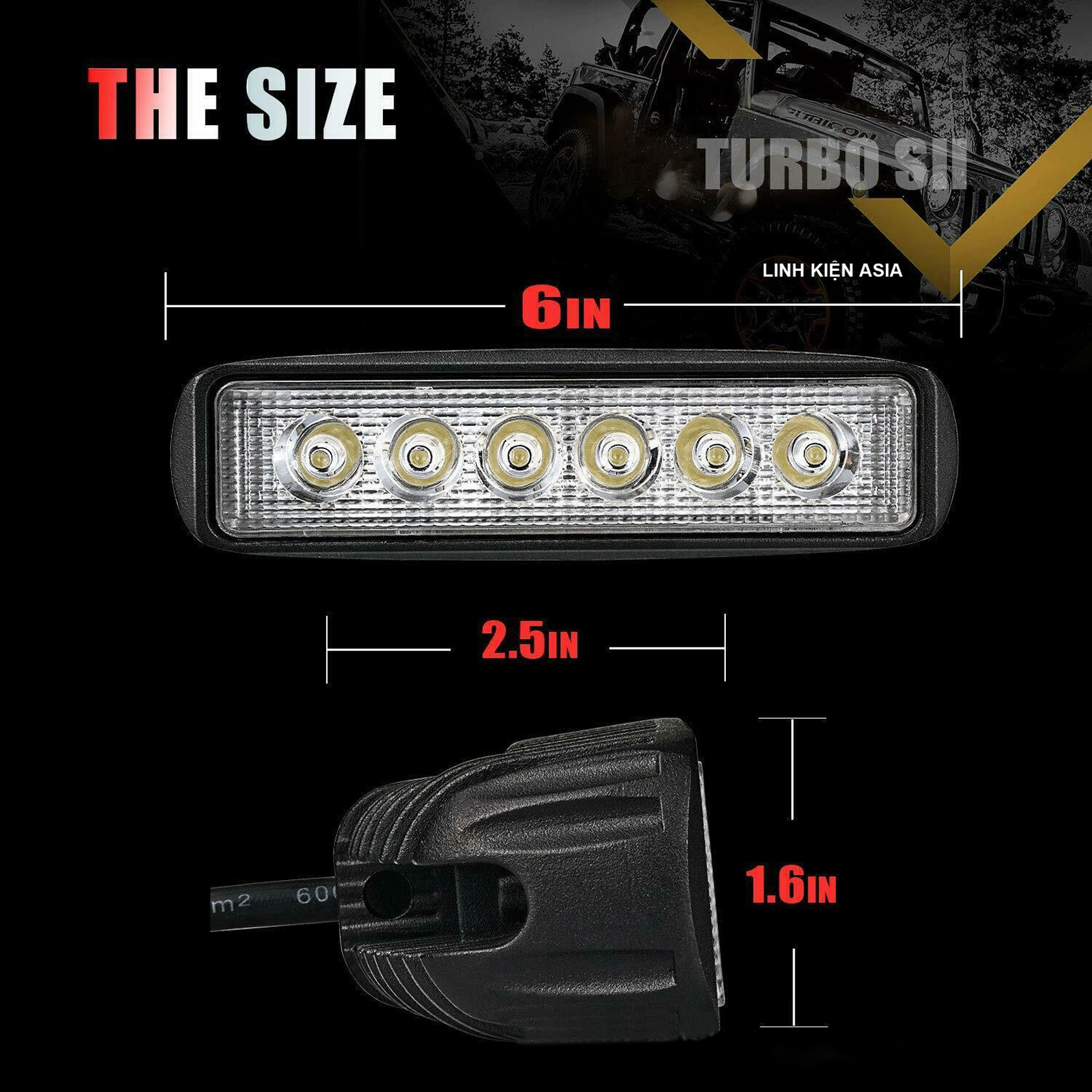 Đèn pha trợ sáng 6LED 18W dùng cho ô tô, xe máy ánh sáng trắng 12V