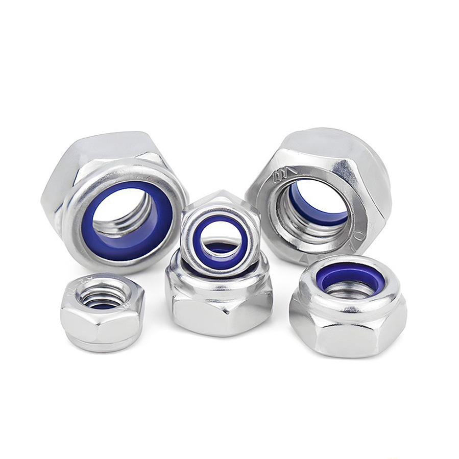 Đai ốc có ĐỆM nylon bằng thép không gỉ 201 DIN985 ốc lục giác chống rơi và chống nới lỏng