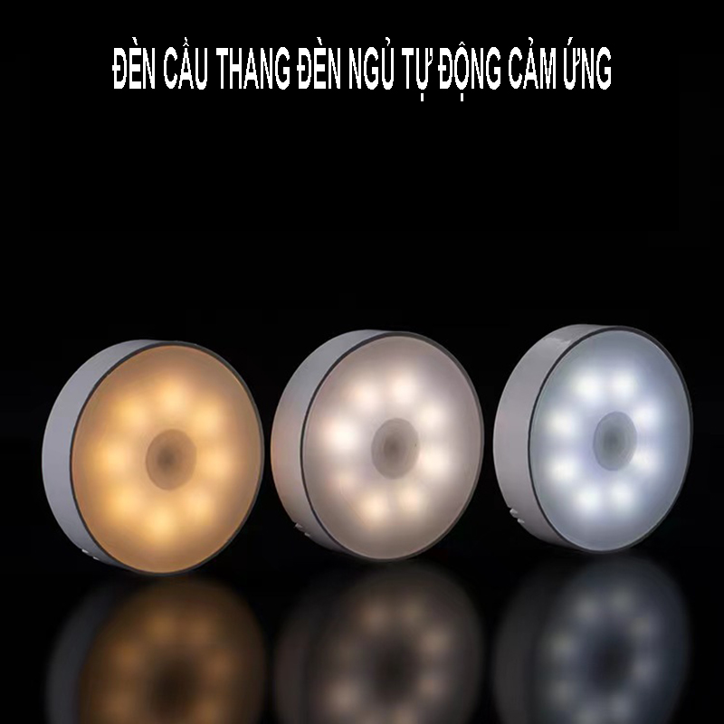 Đèn cảm ứng (ánh sáng + chuyển động) cầu thang, đèn phòng ngủ có sẵn dây sạc pin
