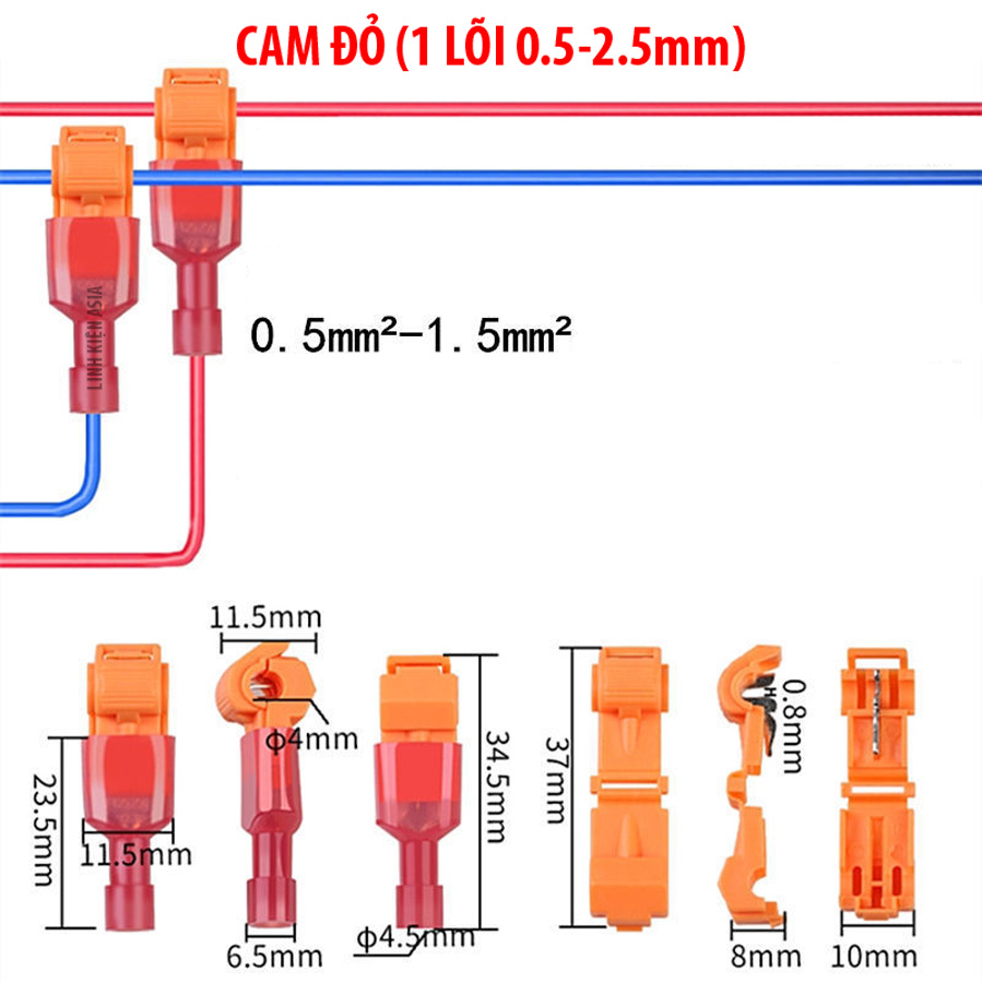 Đầu nối nhanh dây điện (tùy chọn dây 1 lõi hoặc nhiều lõi) không cần cắt dây 0.5-4.0mm vuông