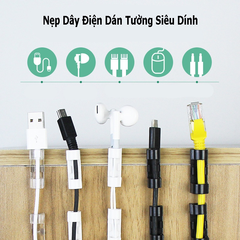 Combo 20 Nẹp Dây Điện Dán Tường Siêu Dính