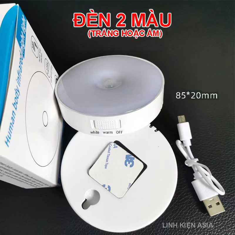 Đèn cảm ứng (ánh sáng + chuyển động) cầu thang, đèn phòng ngủ có sẵn dây sạc pin