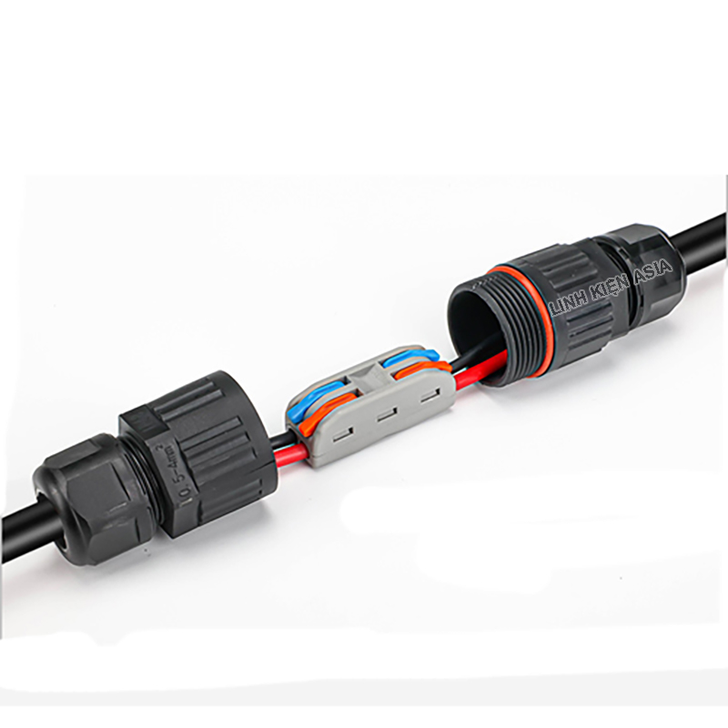 Đầu nối chống nước dây điện 220V, nối dây cáp tròn phi 8-12mm chống nước sử dụng ngoài trời