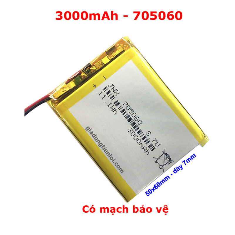 Pin sạc Lipo Polymer - Pin Lithium 3.7V  (có mạch bảo vệ sạc)