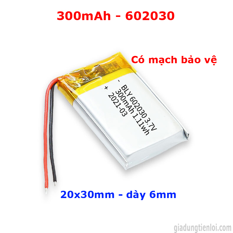 Pin sạc Lipo Polymer - Pin Lithium 3.7V  (có mạch bảo vệ sạc)