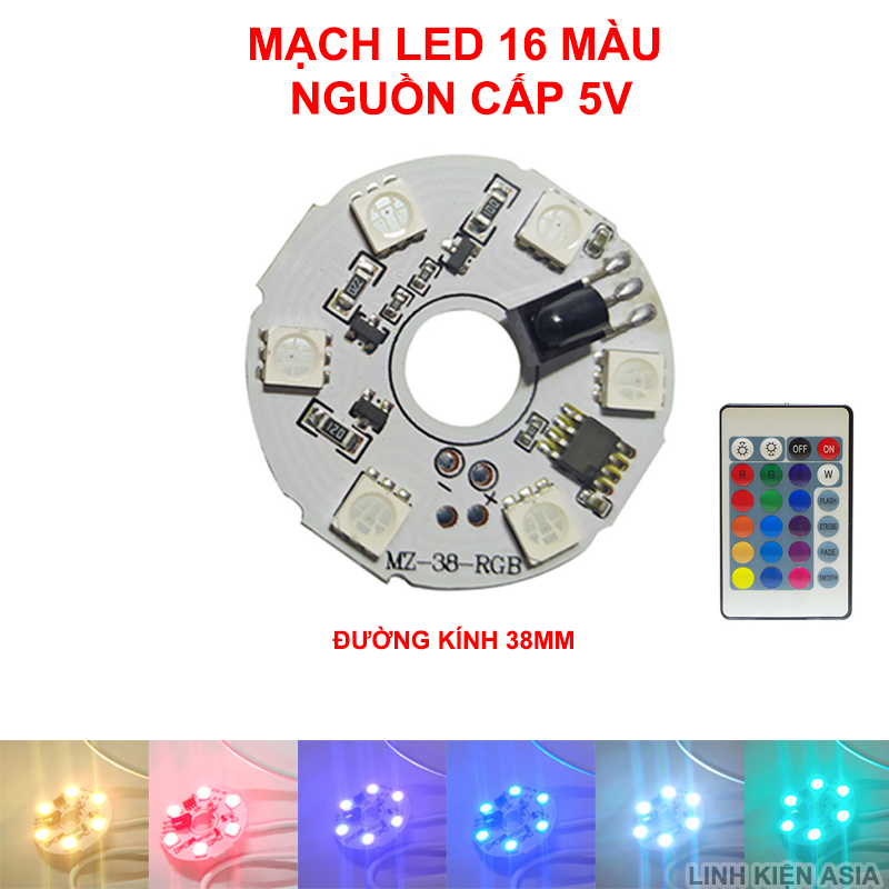 Mạch 6 Led (16 màu) điện áp 5V, có remote điều khiển chế đèn trang trí (remote)