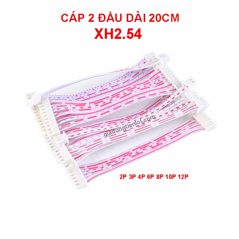 Cáp 2 đầu trắng hồng XH2.54 - dây bus 20cm