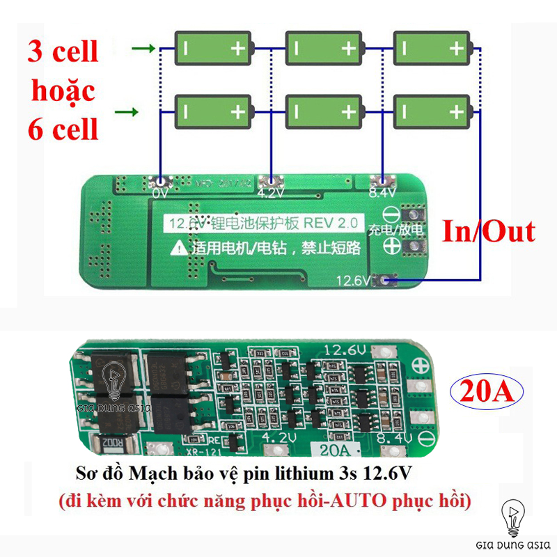 Mạch sạc 20A pin li-ion 3S 18650 11.1V 12V 12.6v chuyên dụng với độ ổn định cao