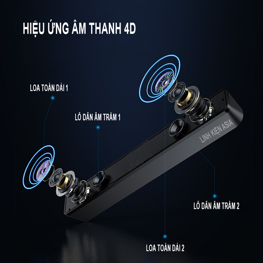 Loa thanh máy tính có núm âm lượng USB âm thanh siêu trầm blaster soundbar
