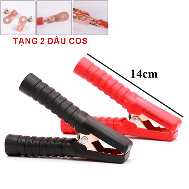 Một cặp đầu kẹp bình ắc quy - kẹp cá sấu to 8cm - 9cm (1 Đỏ - 1 Đen)