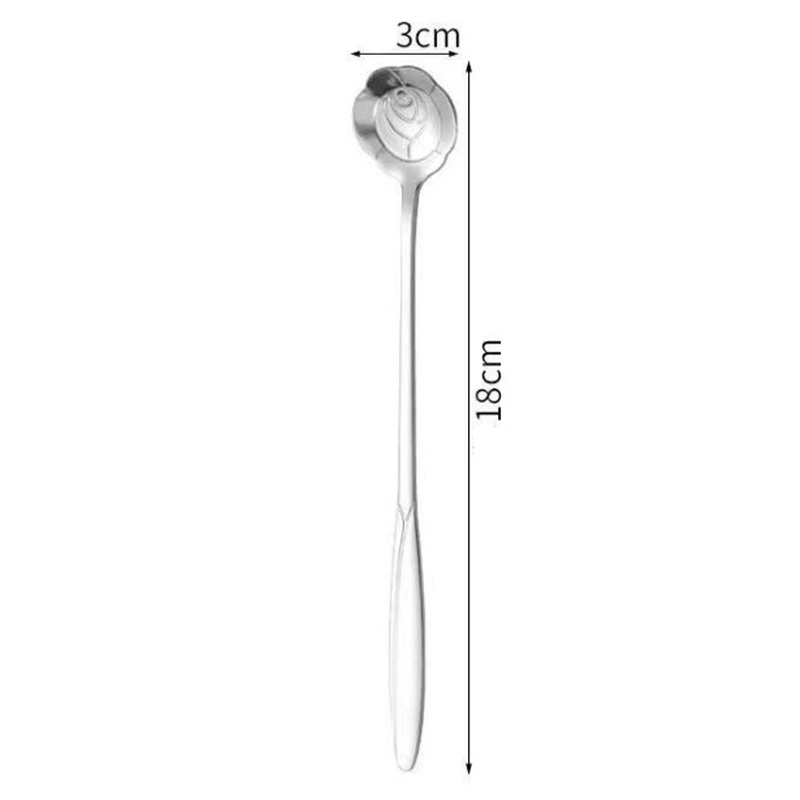 Bộ 4 thìa cà phê Inox cán dài 18cm inox hình bông hoa phong cách Nhật Bản